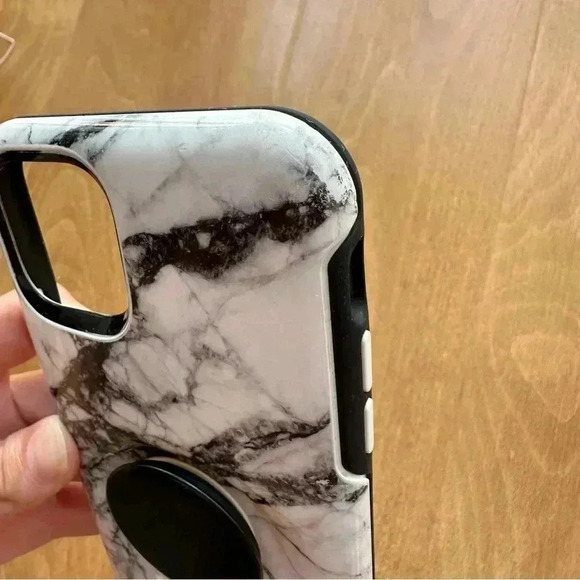 OtterBox x PopSocket iPhone 9 Pro Phone Case, Marble Pattern, Black/White - Picture 9 of 15